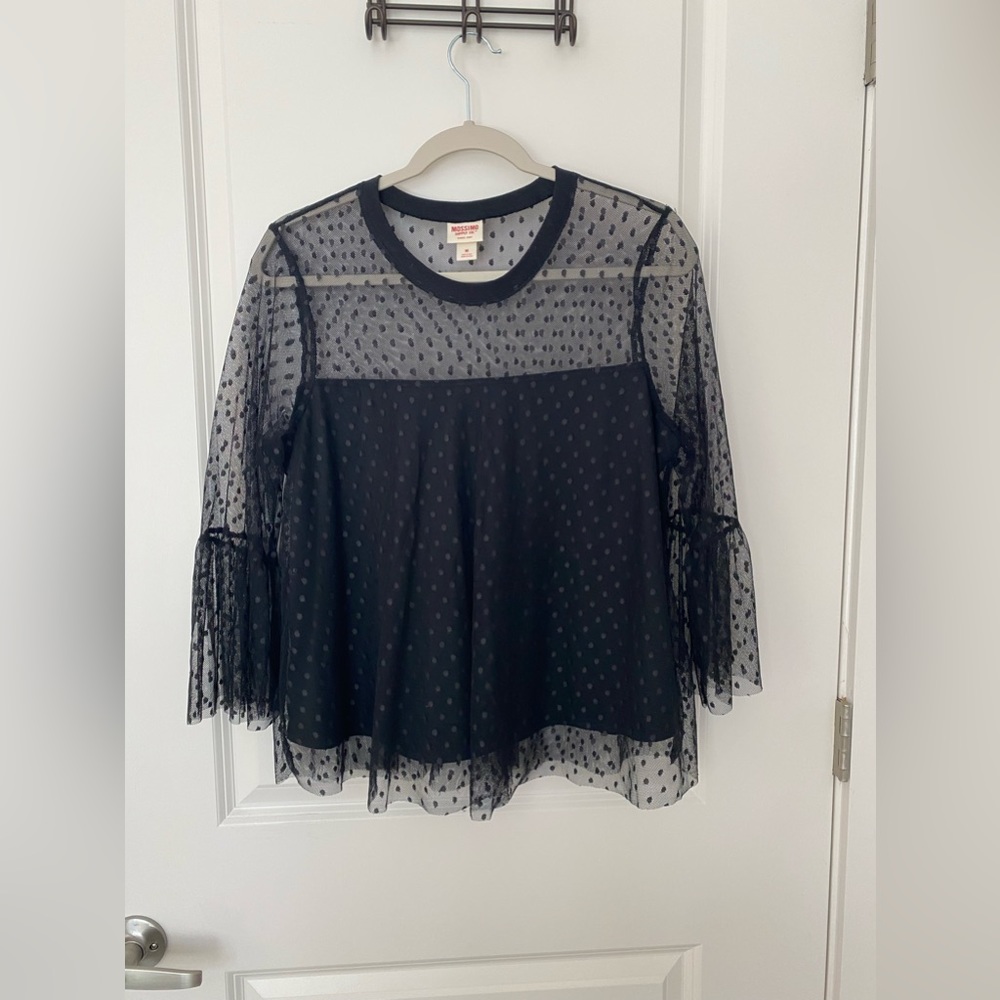 Target Black Spotted Sheer Top